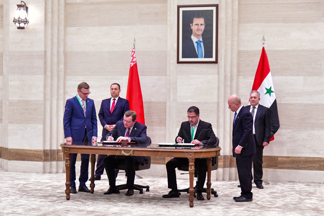 سوریه و بلاروس شش توافقنامه در زمینه مبادلات تجاری، آموزش، مسکن، حمل و نقل، صنعت و گمرک امضا کردند